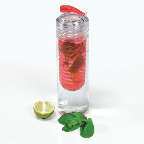 Бутылка для воды "Frutti",  с контейнером для ягод и фруктов, 700 мл (прозрачный, красный)