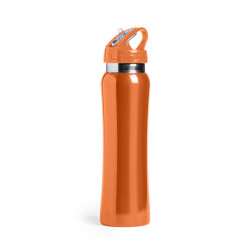 Бутылка для воды SMALY с трубочкой, нержавеющая сталь (оранжевый)
