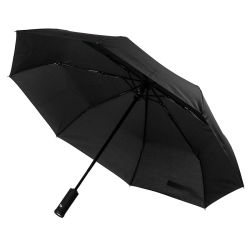 Зонт PRESTON складной с ручкой-фонариком, полуавтомат; черный; D=100 см; 100% полиэстер (черный)